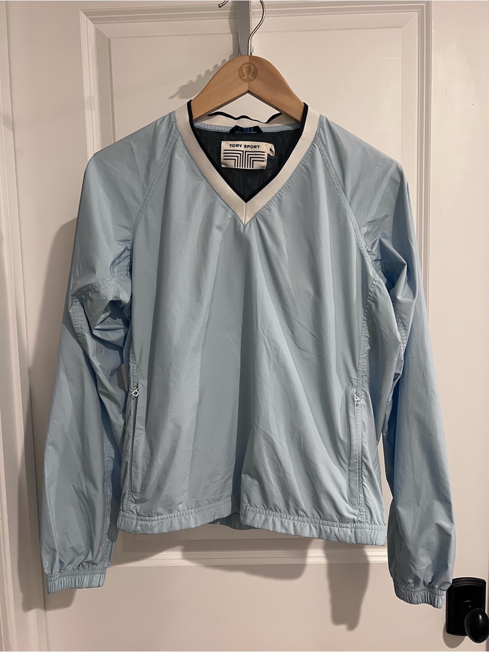Tory Burch Sport Powder Blue Windbreaker Pullover Size Small